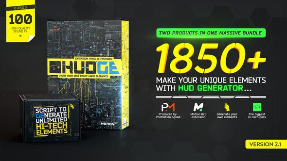 HUDGE | Generator of Hi-Tech Elements | 1850+ UI HUD v2