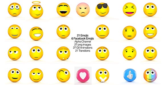 Facebook Emojis And 3D Animated set of Emojis