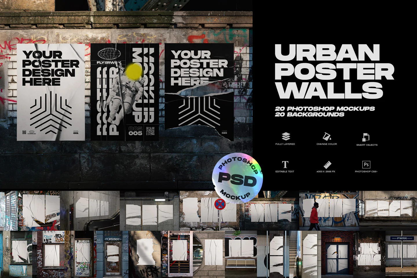 FLYERWRK – URBAN POSTER WALL MOCKUPS