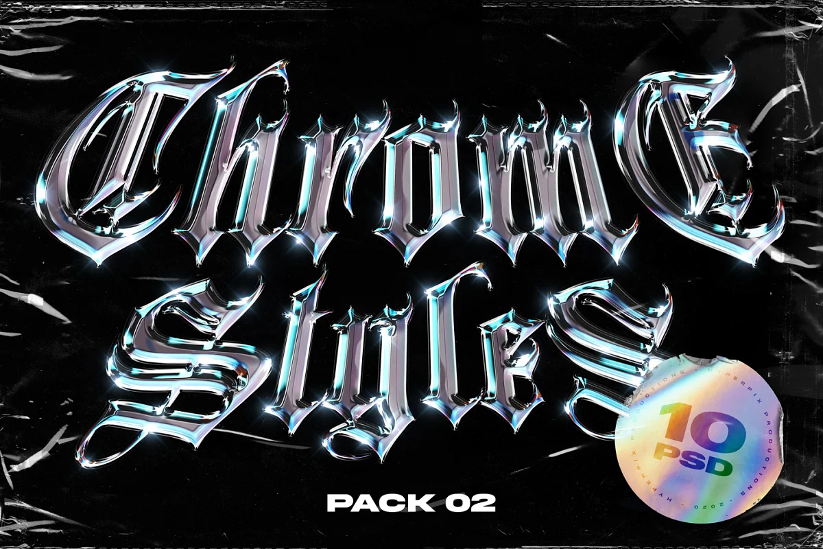 Creative Market – Chrome Text Styles Vol.2