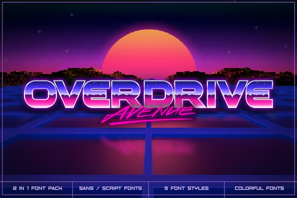 Overdrive Avenue – 2 in 1 Retro Wave Font